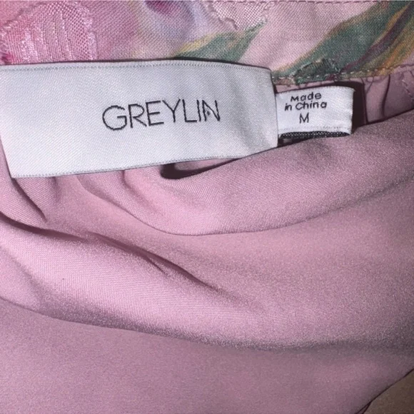 Greylin Floral Pink and Purple Long Sleeve Dress Medium - Picture 11 of 11